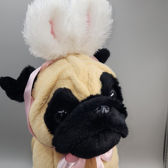 Ganz Easter Pug Plush Puppy Dog Bunny Ears Realistic Stuffed Animal Toy - Picture 11 of 12